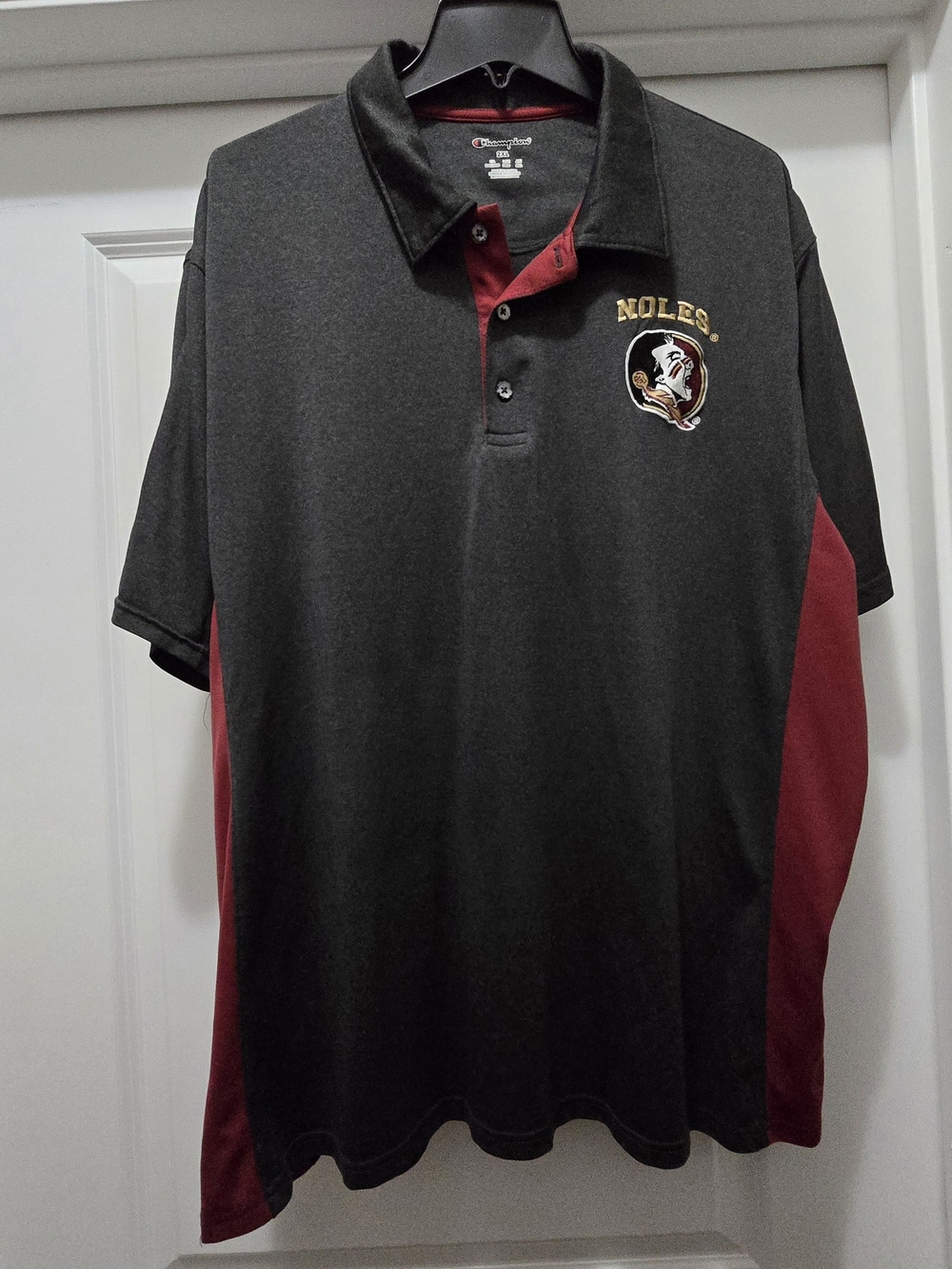 Champion FSU Florida State Seminoles Embroidered Polo Shirt Grey 2XL, Go NOLES!